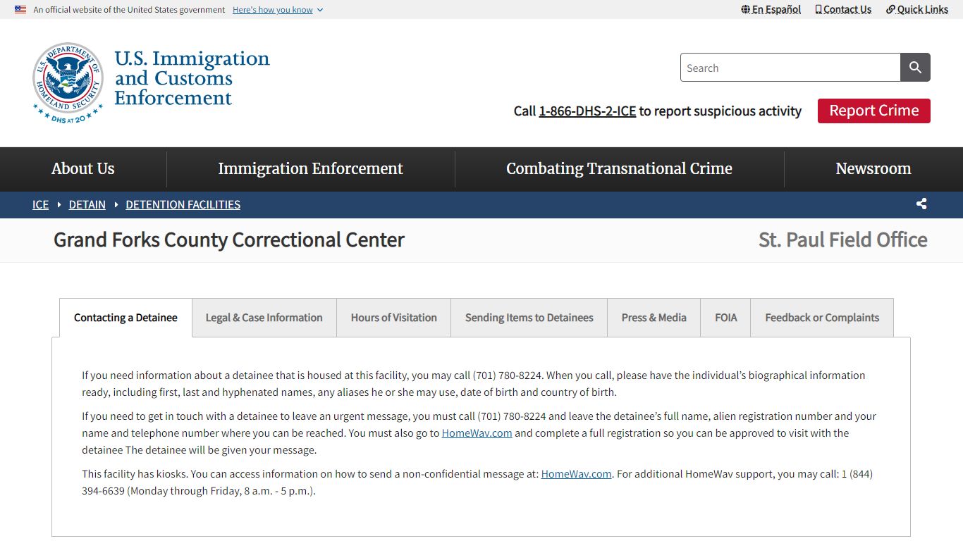 Grand Forks County Correctional Center | ICE